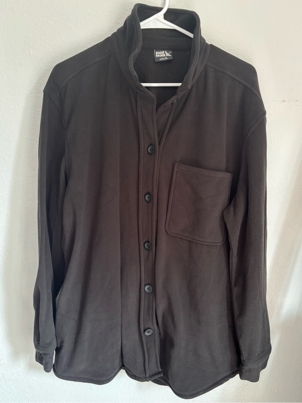 Eddie Bauer women’s sz XL Black Lightweight Button-Front Fleece Shirt Jacket